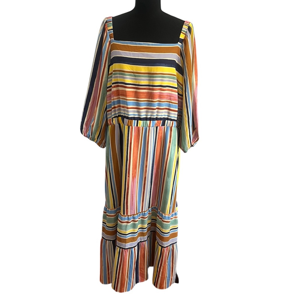 Donna Morgan Colorful Striped Long Sleeve Dress